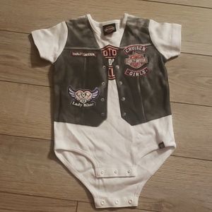 Harley Davidson motorcycle vest onesie baby girl